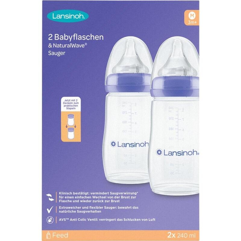LANSINOH NaturalWave Babyflaschen 240ml & Sauger M
