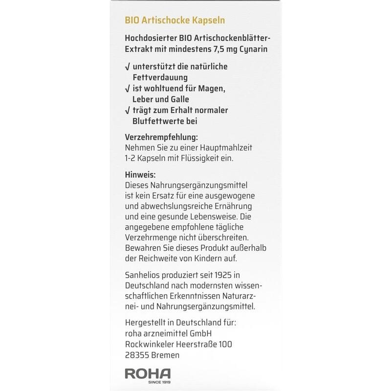 SANHELIOS Bio Artischocke Kapseln