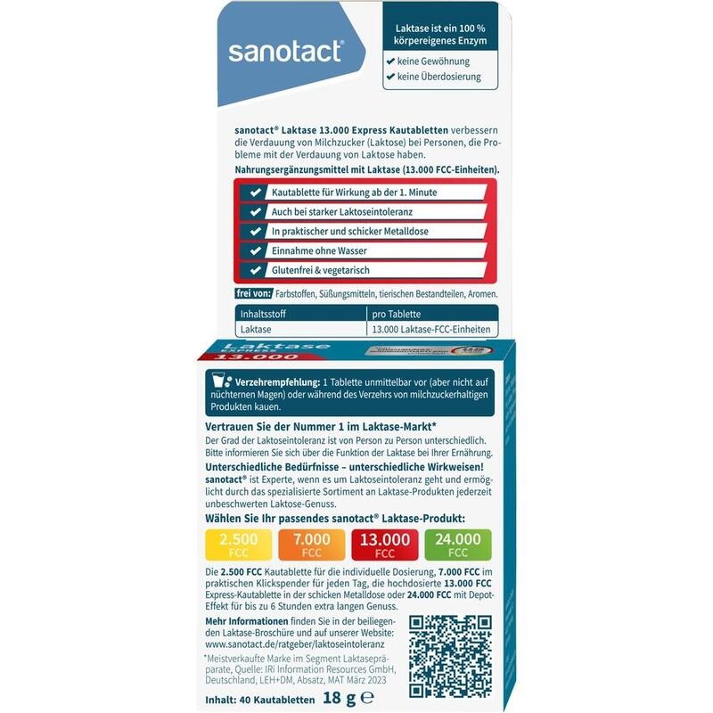 SANOTACT Laktase Express 13.000 Kautabletten