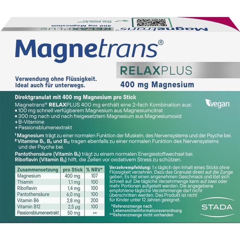 MAGNETRANS Relax+ 400 mg Granulat Sticks Blaubeere