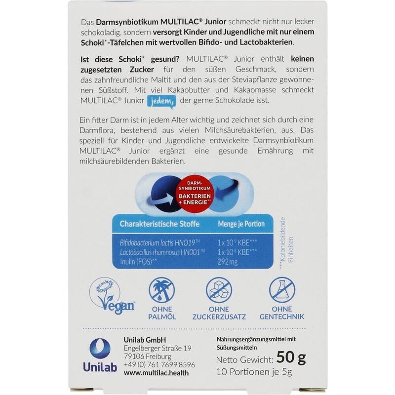 MULTILAC Darmsynbiotikum Junior Täfelchen
