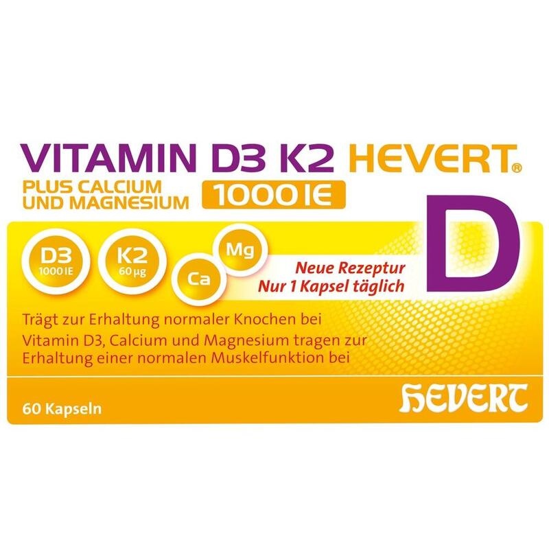 VITAMIN D3 K2 Hevert+Calcium u.Magnes.1000 IE Kps.