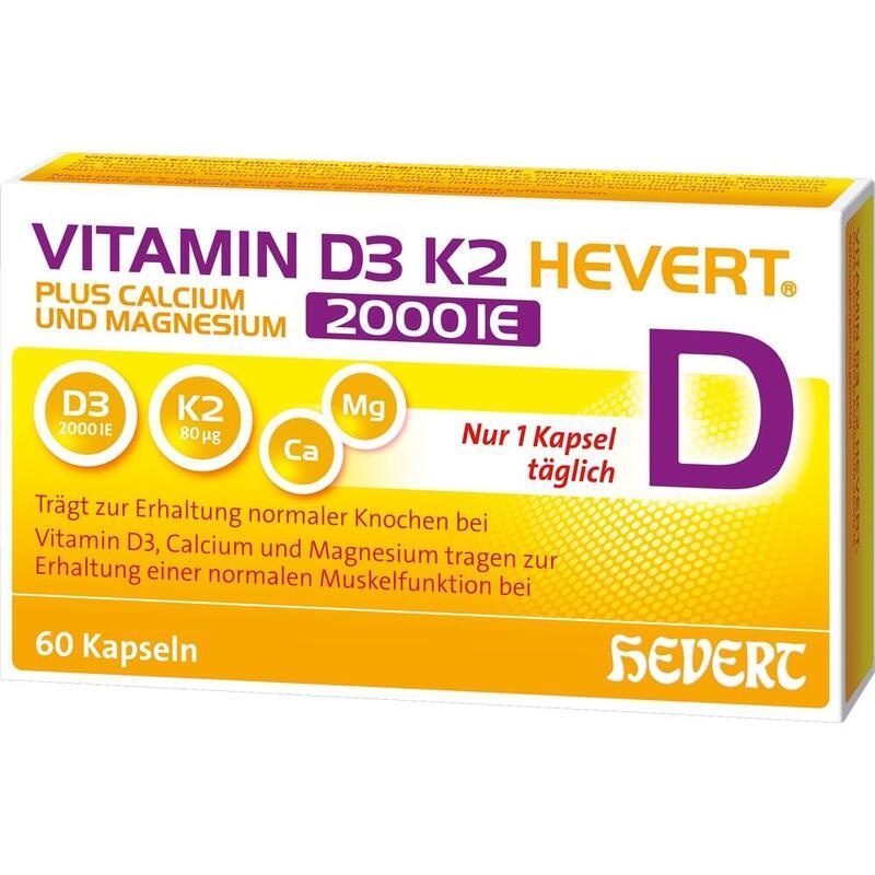 VITAMIN D3 K2 Hevert+Calcium u.Magnes.2000 IE Kps.