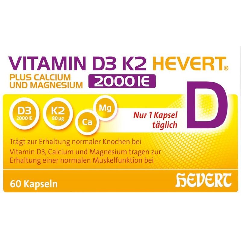 VITAMIN D3 K2 Hevert+Calcium u.Magnes.2000 IE Kps.
