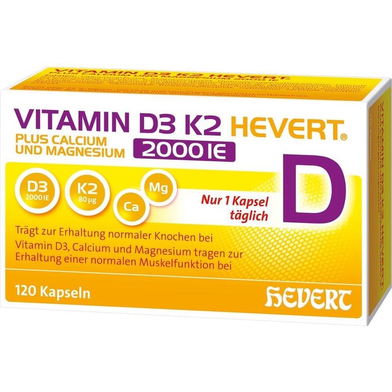 VITAMIN D3 K2 Hevert+Calcium u.Magnes.2000 IE Kps.