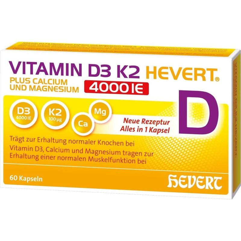 VITAMIN D3 K2 Hevert+Calcium u.Magnes.4000 IE Kps.