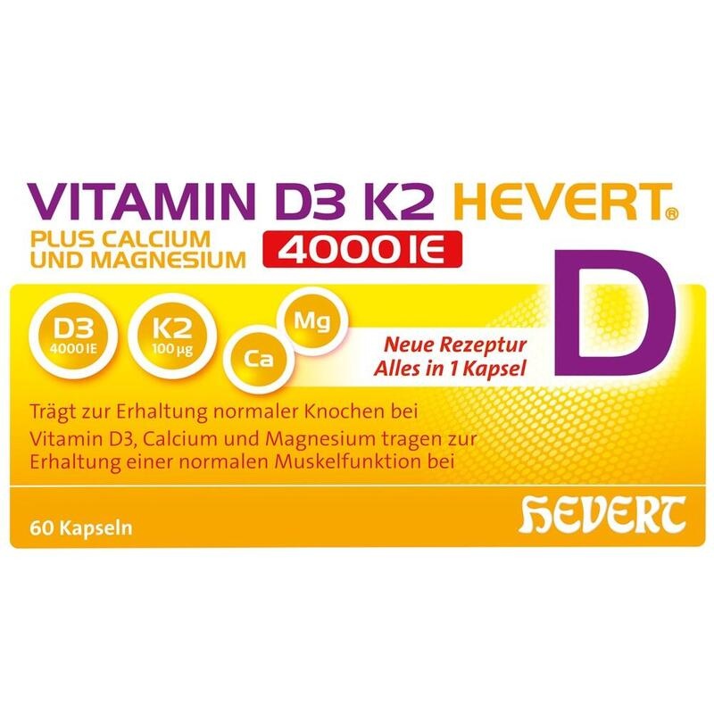 VITAMIN D3 K2 Hevert+Calcium u.Magnes.4000 IE Kps.
