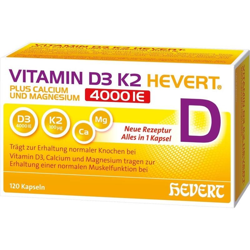 VITAMIN D3 K2 Hevert+Calcium u.Magnes.4000 IE Kps.
