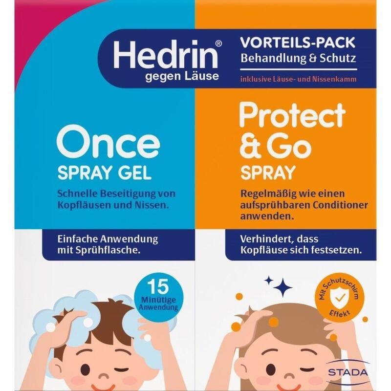 HEDRIN Once Spray Gel+Protect & Go Spray Kombip.