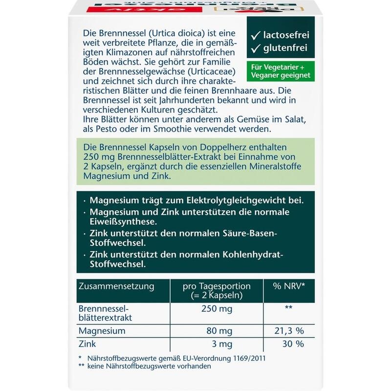 DOPPELHERZ Brennnessel+Magnesium+Zink Kapseln